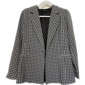 DOE & RAE | Black and White Plaid Blazer Jacket Size Small A26